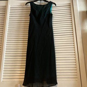 Midi Black Dress with Teal Liner